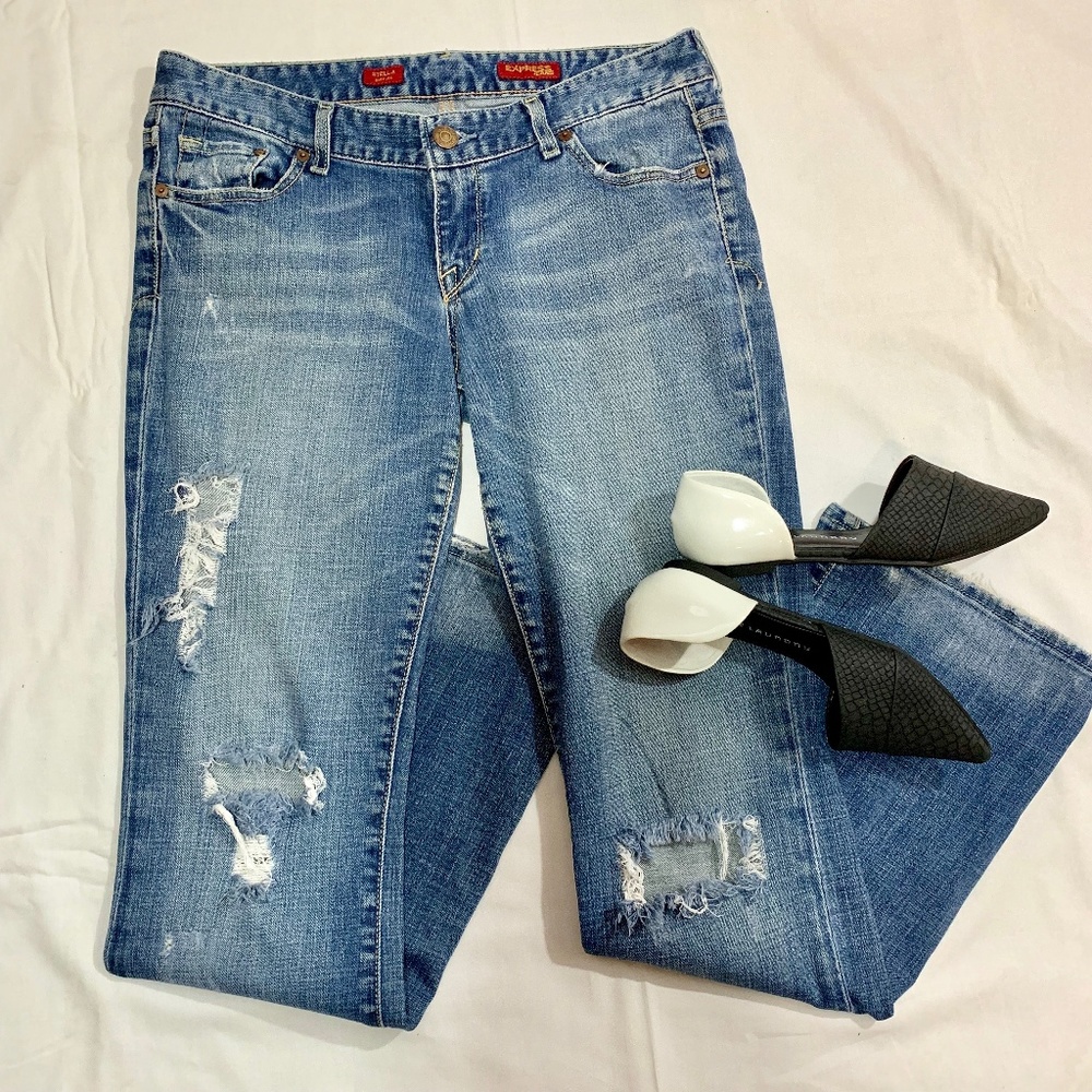 Express Jeans Stella Bootleg Distress Pants Sz 8